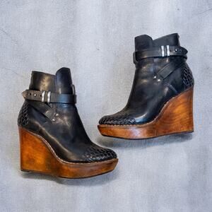 Rag & Bone Emery Woven Leather Indie Sleaze Wedge Boots Women’s 6